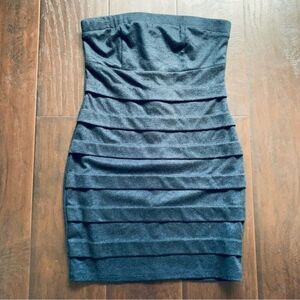 Forever 21 Blue Jean Denim-Like Bodycon Strapless Mini Dress